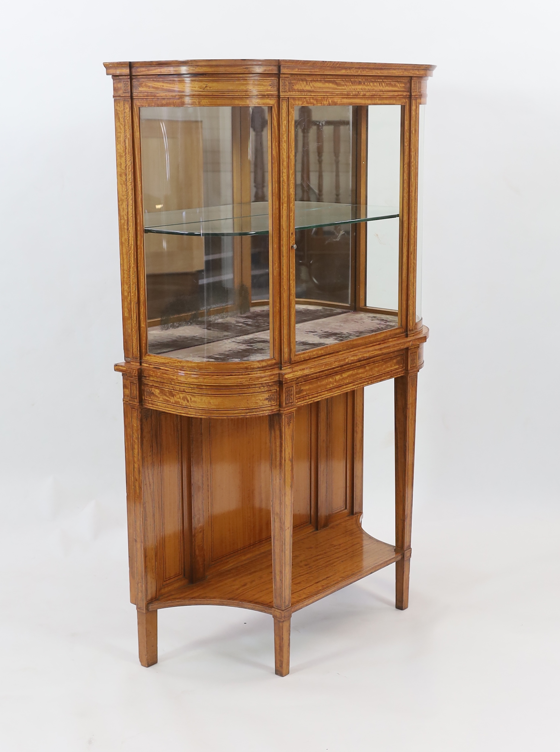 An Edwardian inlaid satinwood display cabinet